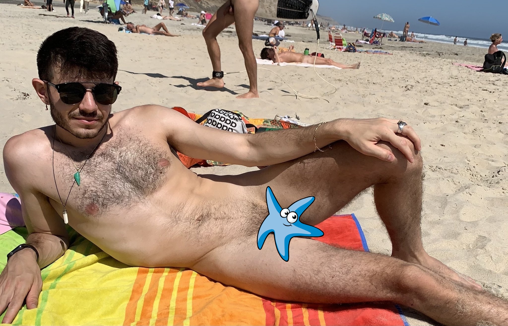 Beach guy with a long penis