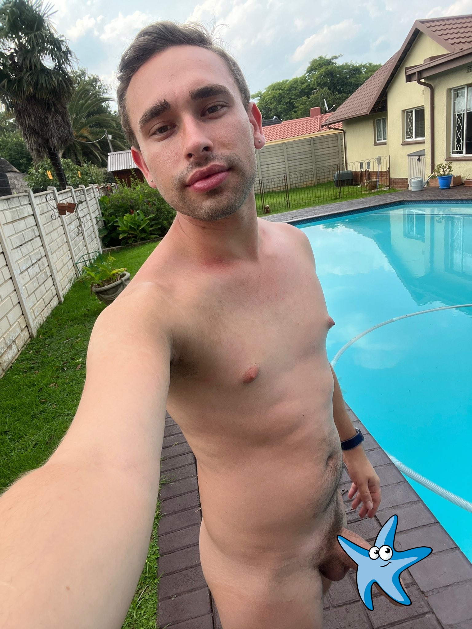Big cock by the pool