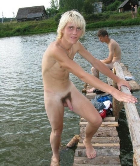 Blonde boy with dark pubes