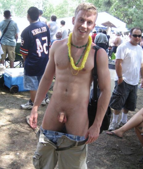 Blonde guy showing his cock