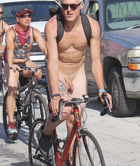 Blonde hottie riding his bike