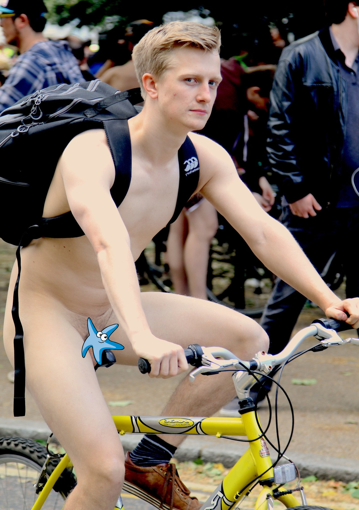 Blonde nude bike rider