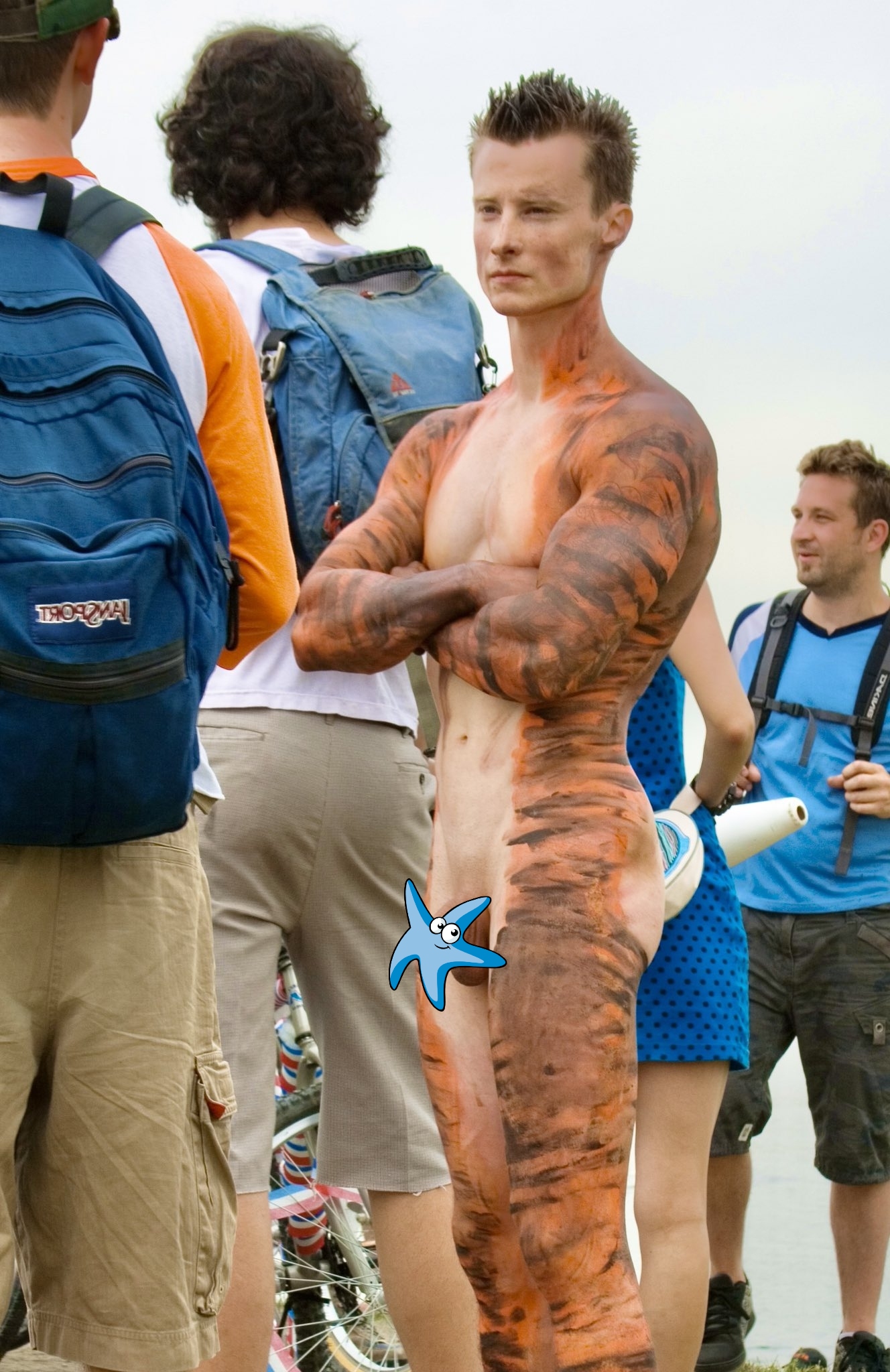 Body painted naked guy