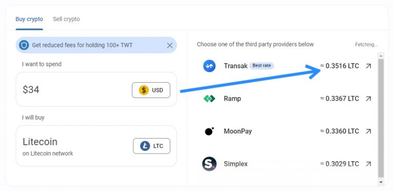 Buy LiteCoin at Trust Wallet