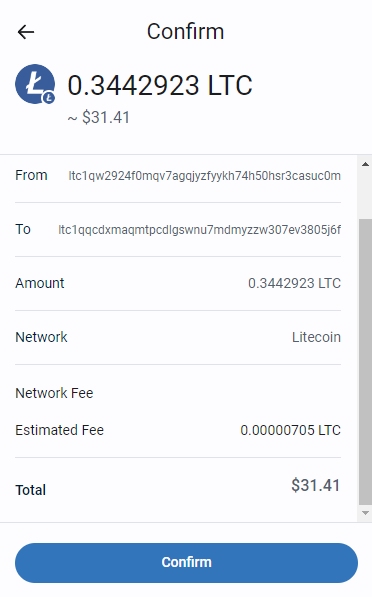 Preview order in Trust Wallet