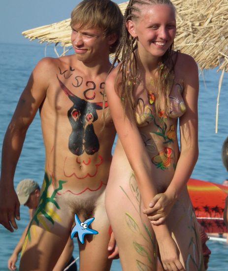 Cute nude beach couple