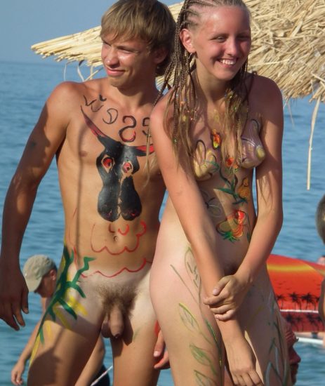 Cute nude beach couple