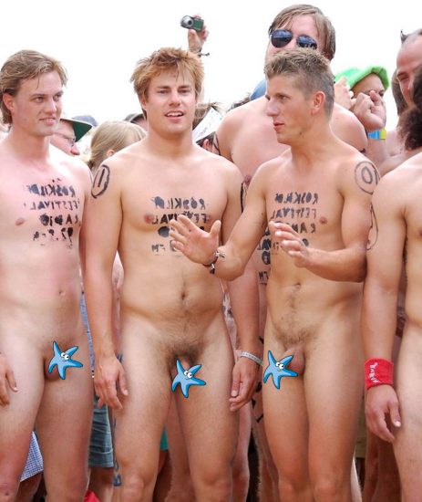 Four nude guys at Roskilde