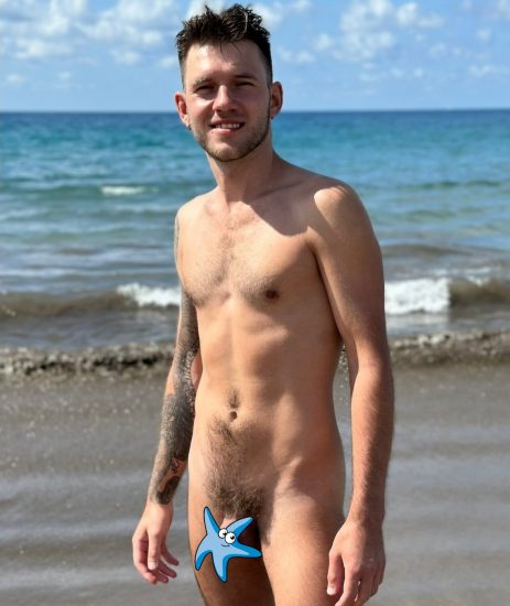 Handsome nude beach guy