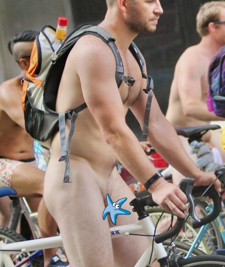 Handsome nude bike man