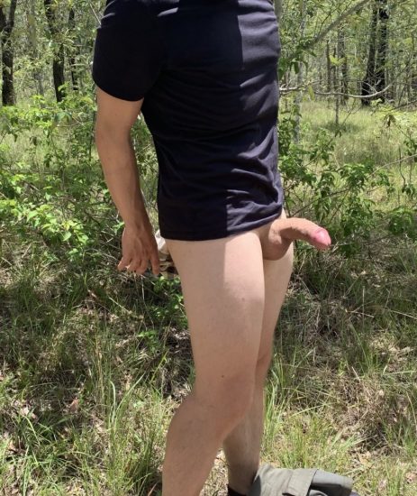 Hard cock in the woods