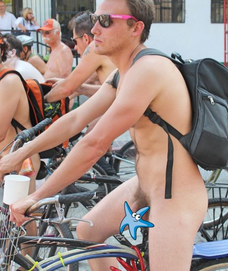 Hung nude guy on a bike