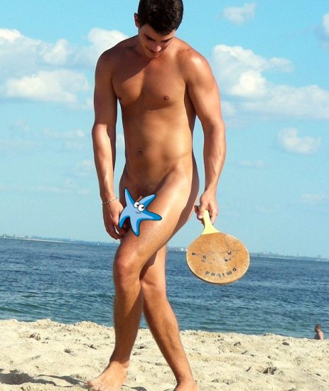 Nude beach man with a big cock