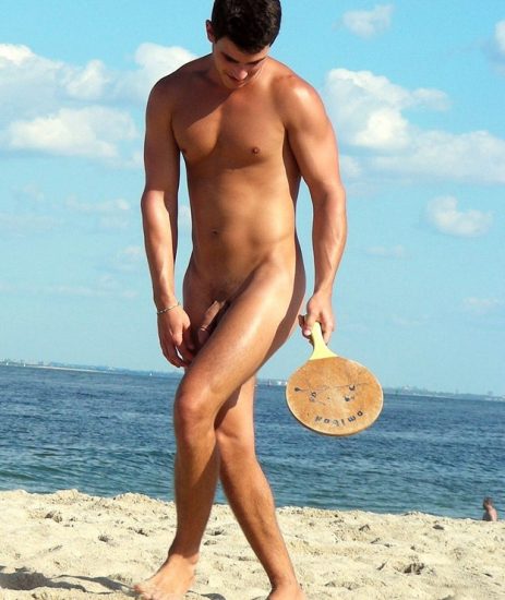 Nude beach man with a big cock