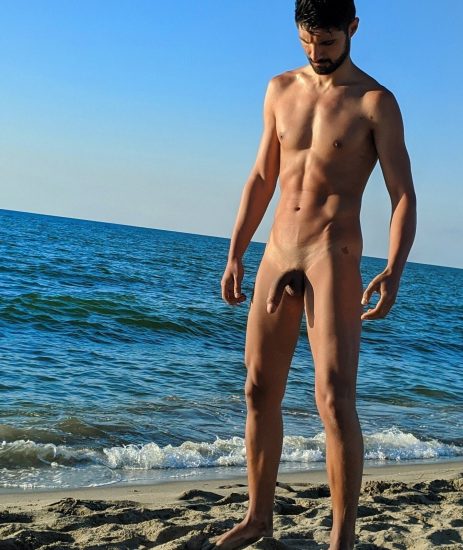 Nude beach man with a big cock