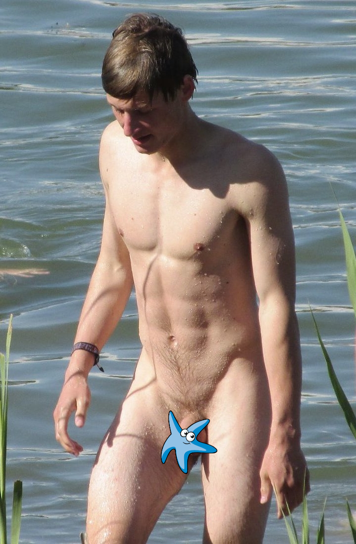 Nude boy after a swim