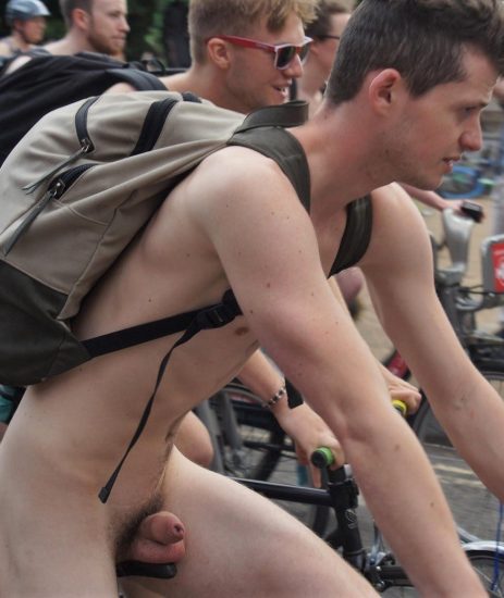 Nude dude riding his bike