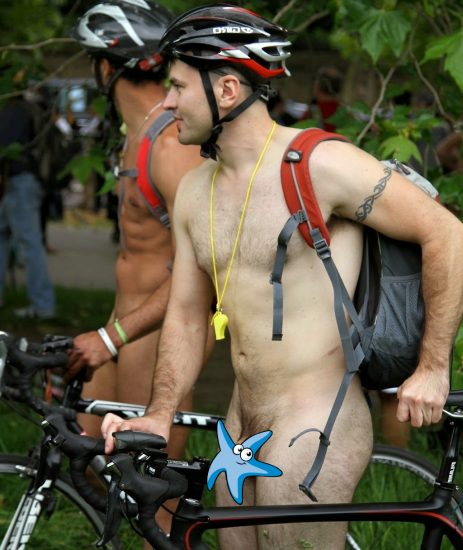 Nude dude with a cool bike