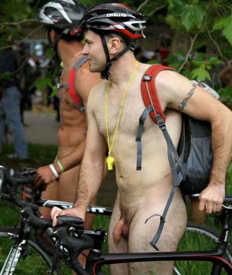 Nude dude with a cool bike