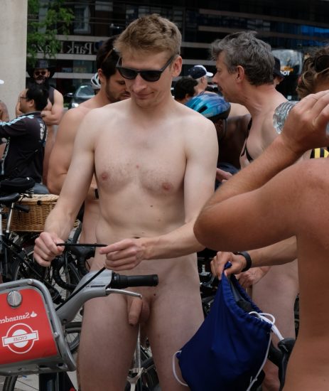 Nude guy in a street