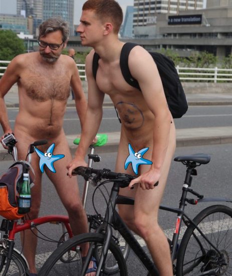 Nude guy on his bike