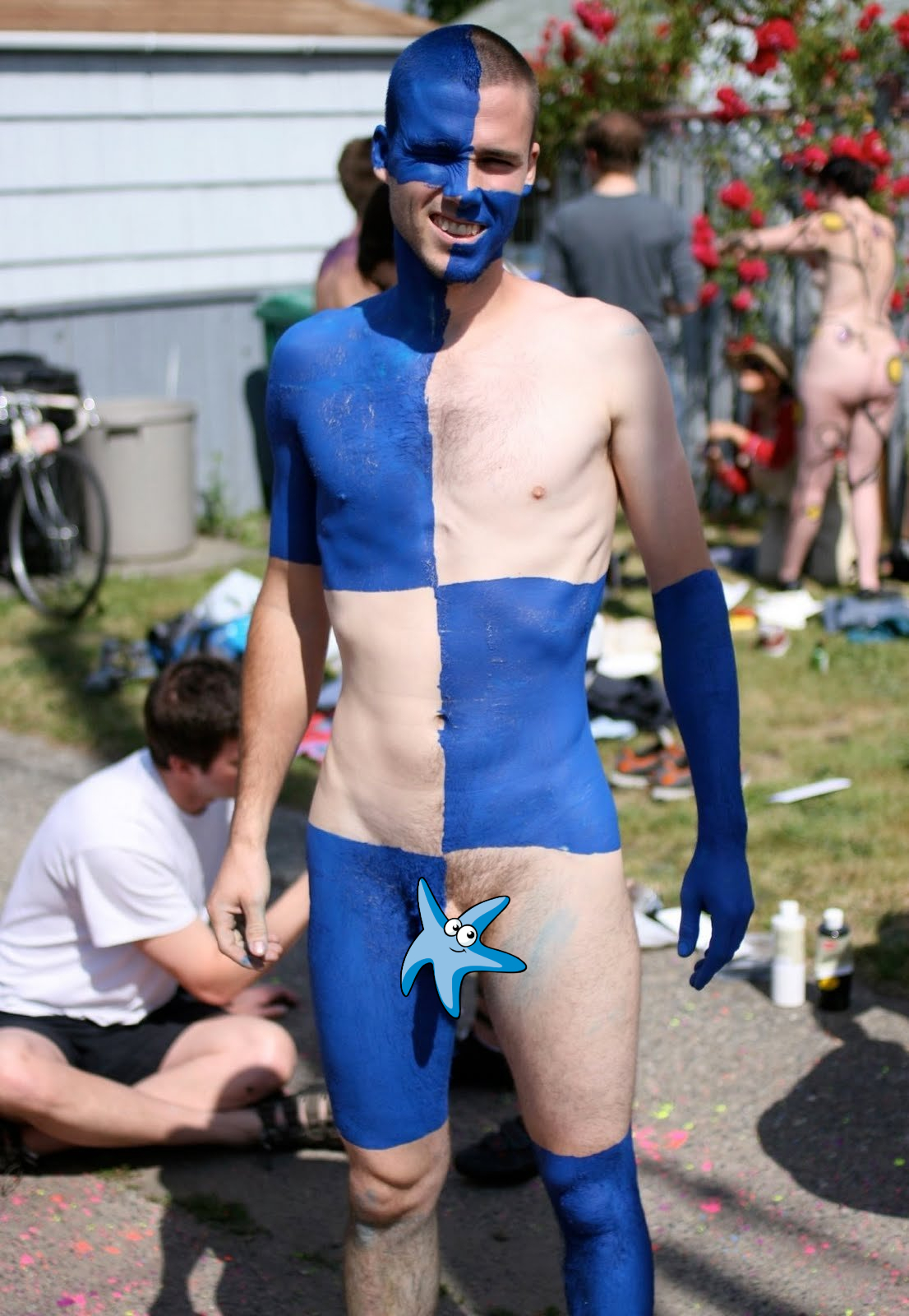 Nude guy with body paint