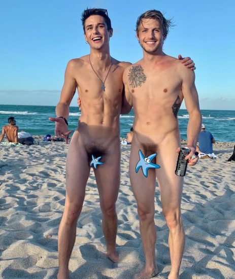 Nude guys on a beach
