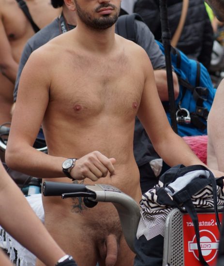 Nude man in the bike ride