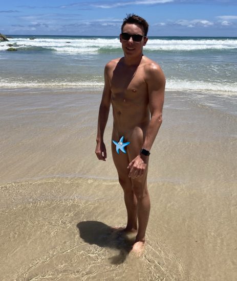 Nude man on a beach