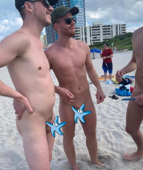 Nude men on a beach