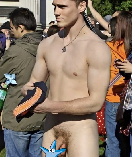 Sexy guy with a public erection