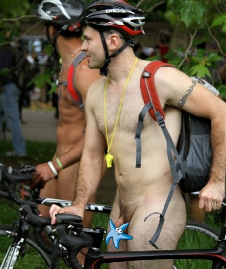 Sexy nude bike ride man