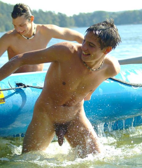 Sexy nude boy in the water