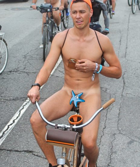 Sexy nude guy on a bike