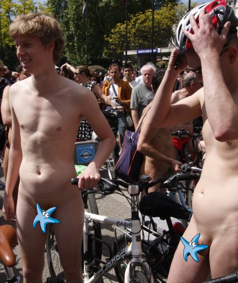 Two naked bike ride boys
