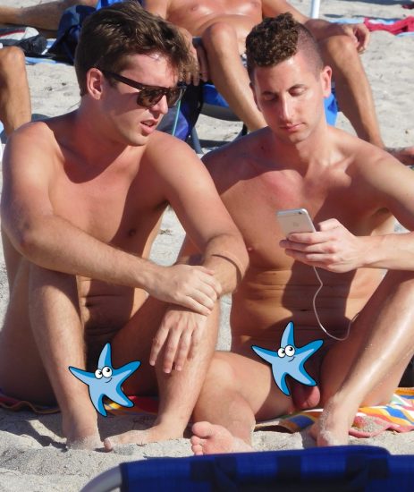 Two nude beach guys